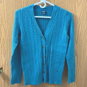 Eddie Bauer Teal Turquoise Textured Button Down Cardigan Size Medium